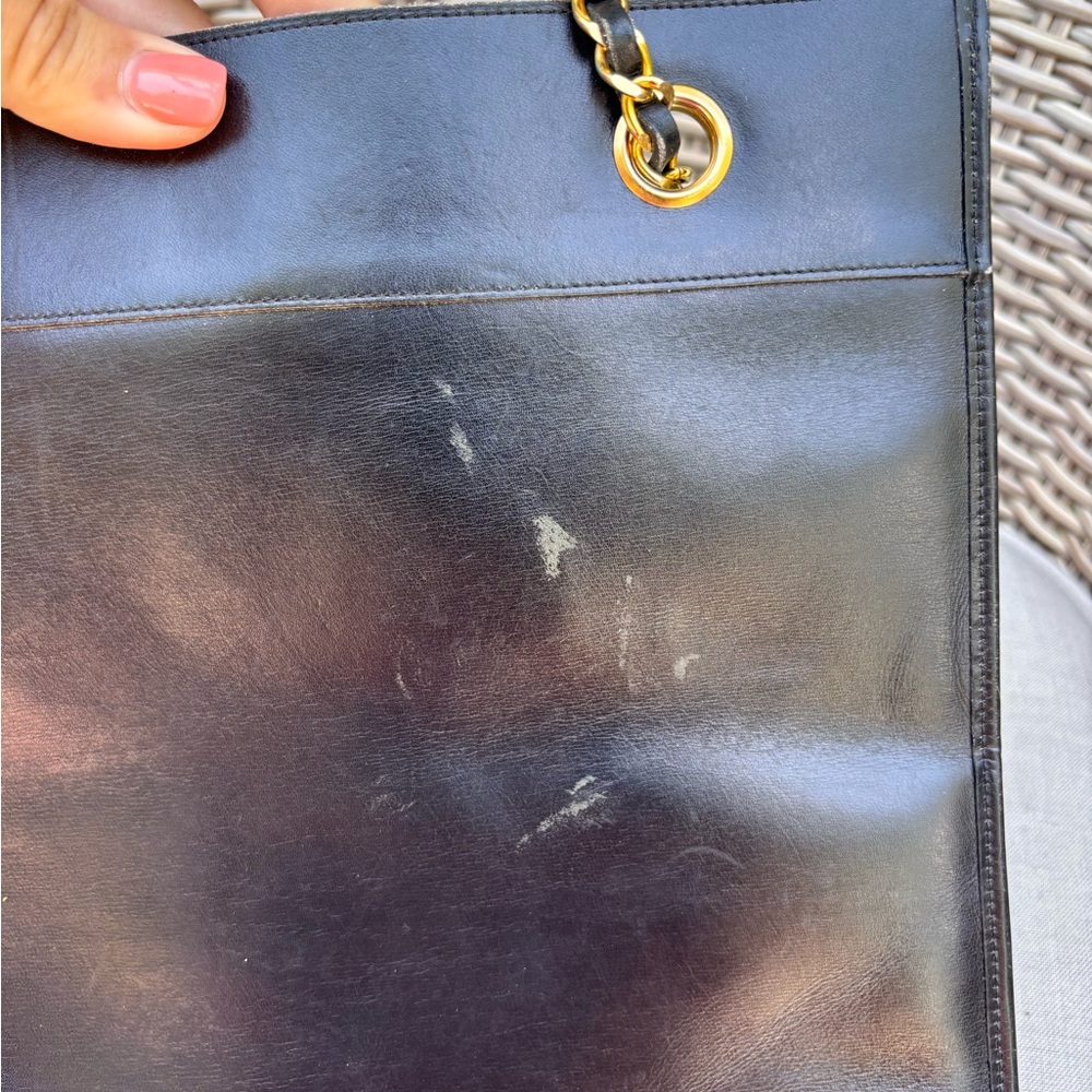 Authentic CHANEL vintage flat black lambskin mini tote - Picture 10 of 16